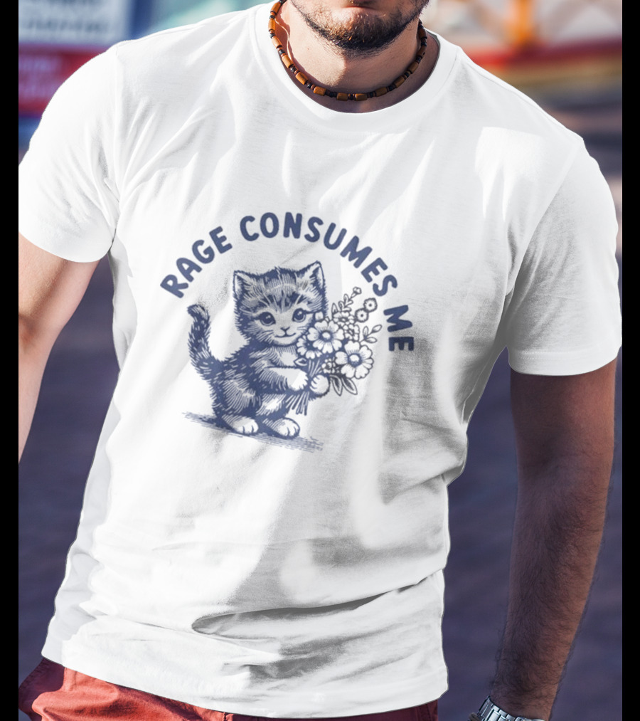 Rage Consumes Me Floral Cat T-Shirt