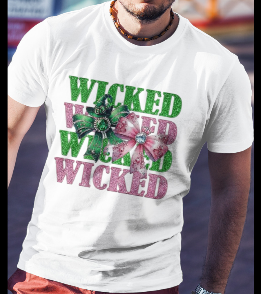 Wicked Coquette Glitter Green Pink Bow Hat T-Shirt