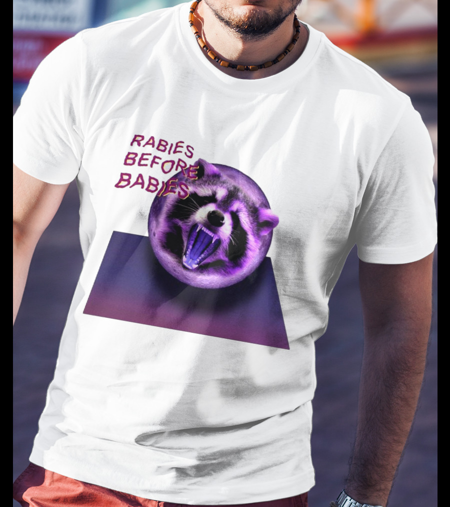 Rabies Before Babies Raccoon Spherical Illusion T-Shirt