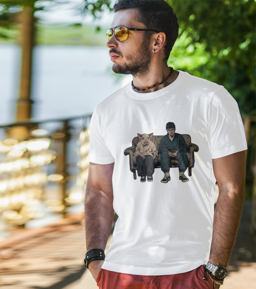 RenMakes Ren Couch Pig Painting Sitting Together T-Shirt