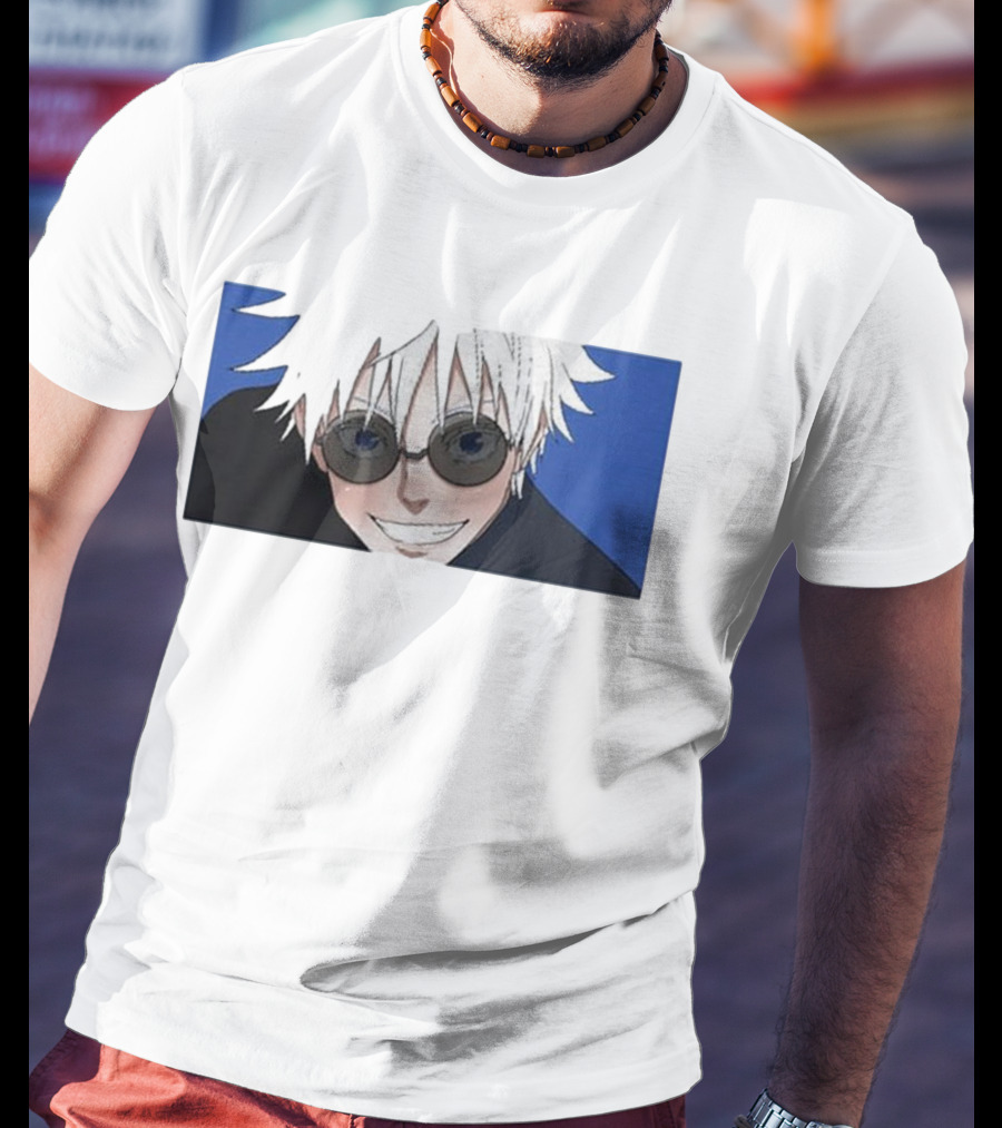 Young Gojo Anime Manga Character Blue Background T-Shirt