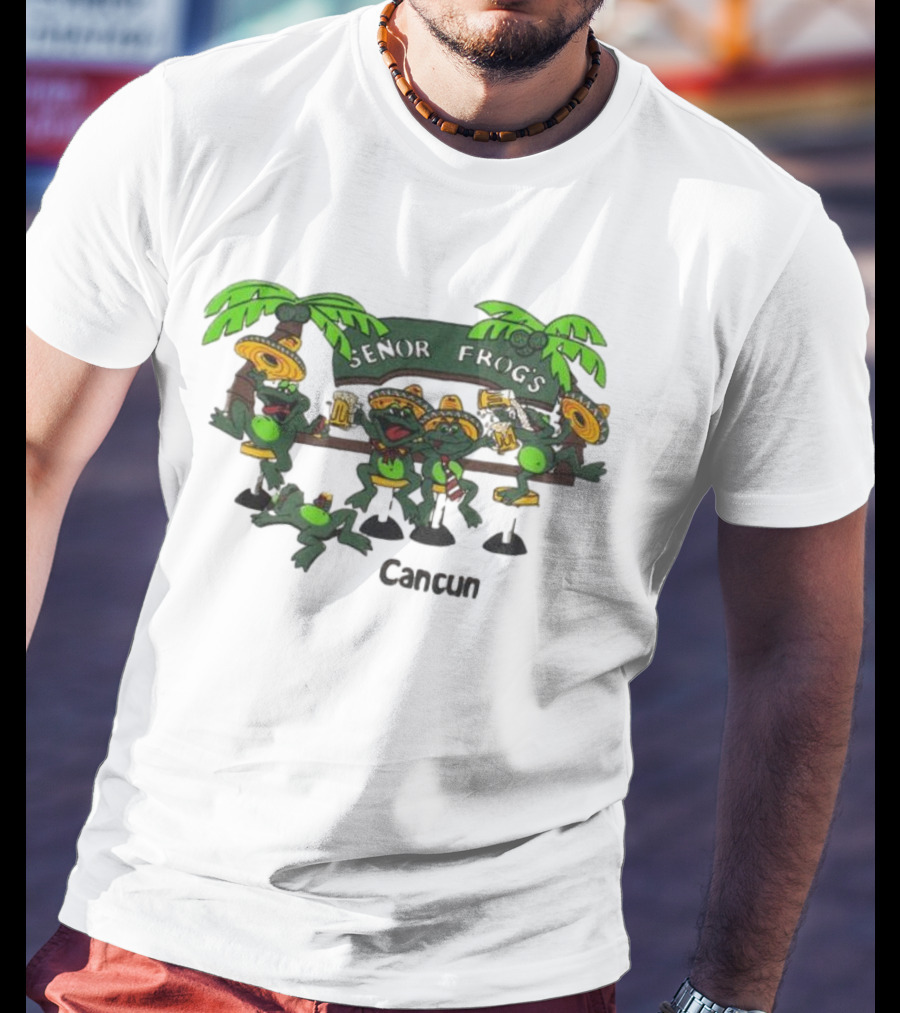 Señor Frog’s Cancun Mexico Palm Trees And Frogs With Sombreros T-Shirt