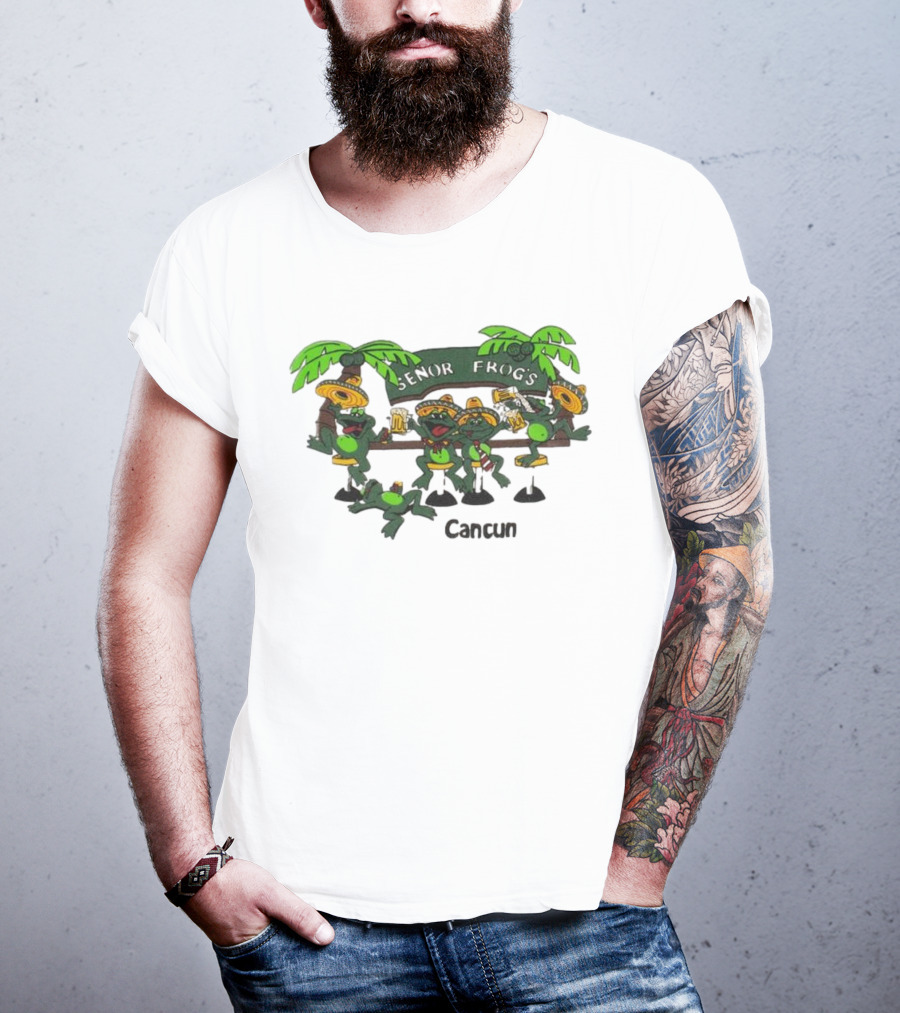Señor Frog’s Cancun Mexico Palm Trees And Frogs With Sombreros T-Shirt