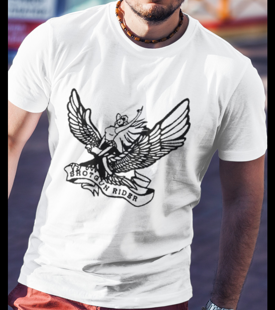 Shotgun Rider Eagle Motorcyclist Banner T-Shirt