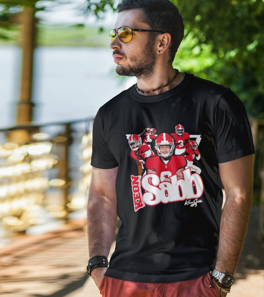 Keon Sabb 3 Alabama Crimson Tide Football Caricature Signature Crimson Jersey Players T-Shirt