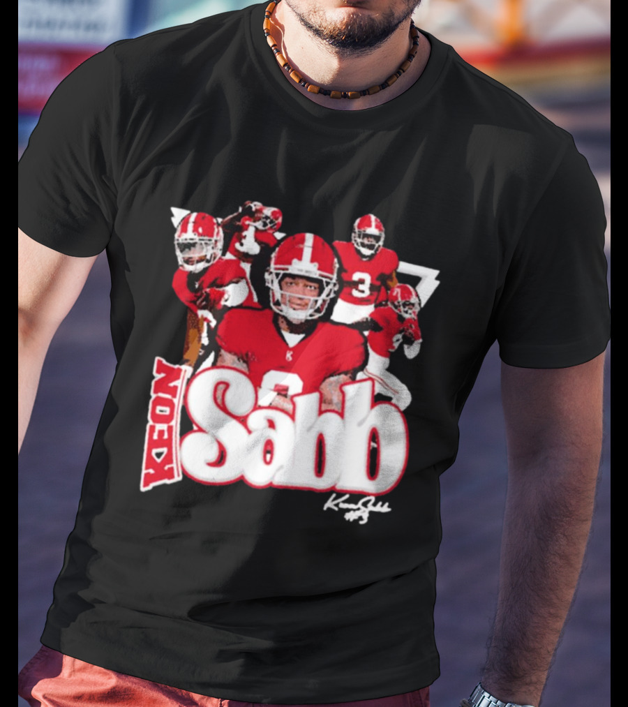 Keon Sabb 3 Alabama Crimson Tide Football Caricature Signature Crimson Jersey Players T-Shirt