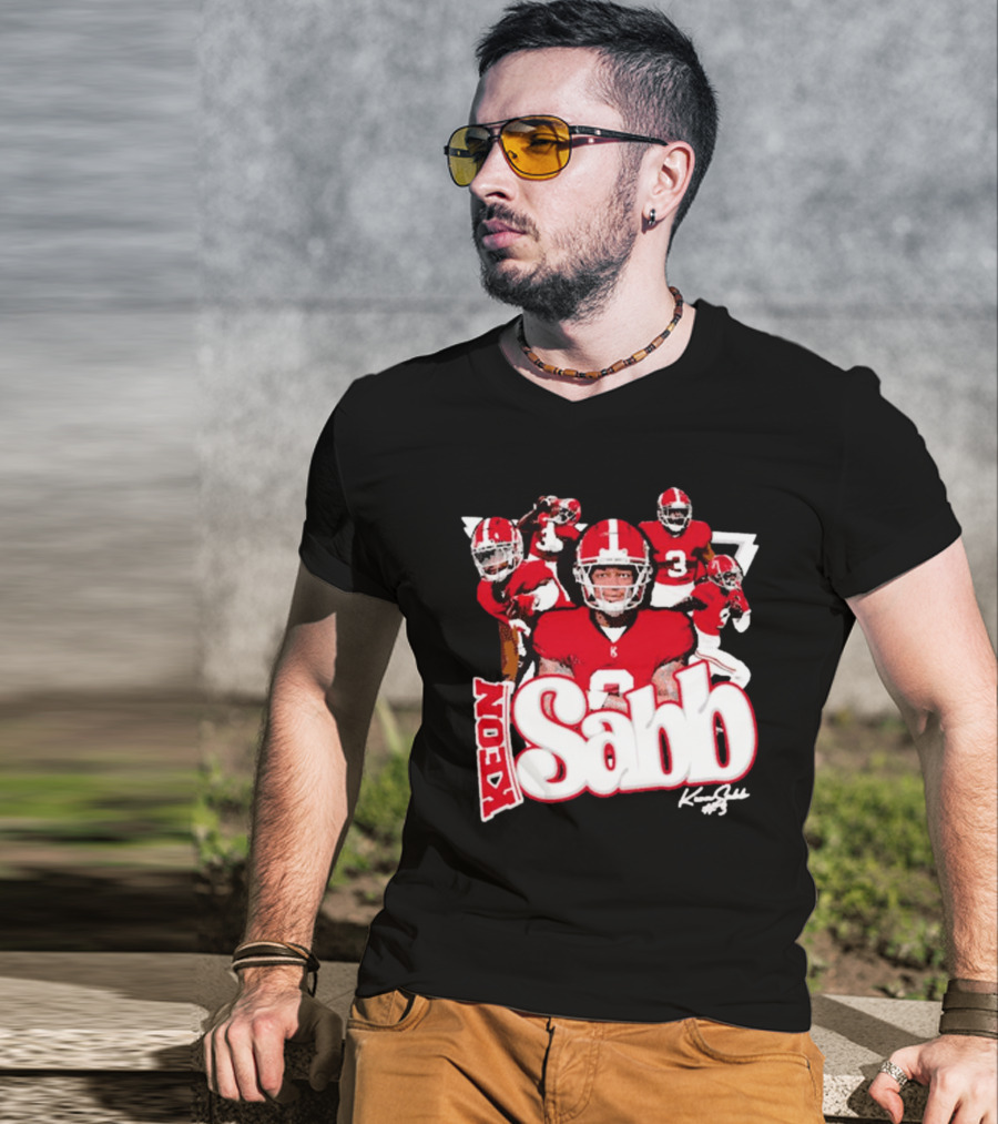Keon Sabb 3 Alabama Crimson Tide Football Caricature Signature Crimson Jersey Players T-Shirt