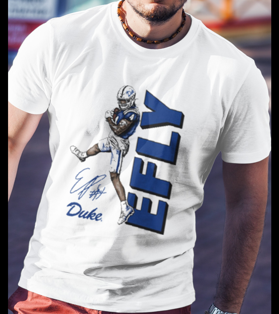 Eli Pancol #4 Duke Blue Devils EFLY Football Signature T-Shirt