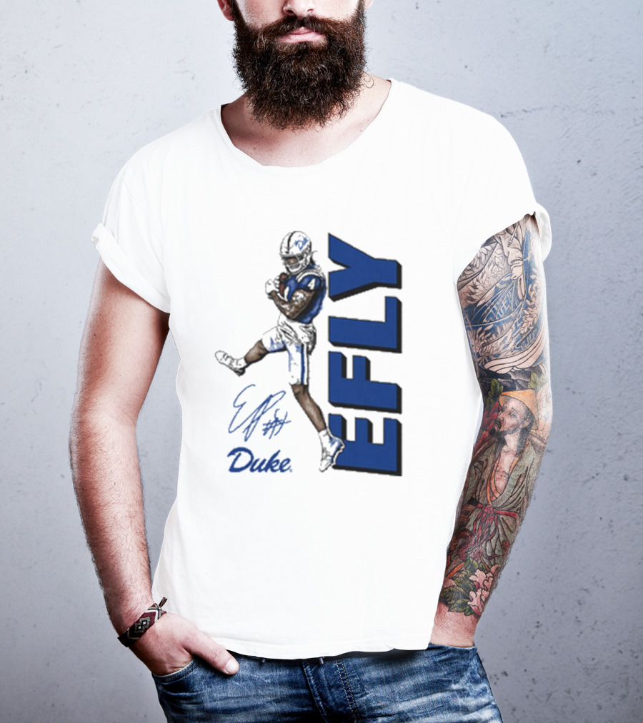 Eli Pancol #4 Duke Blue Devils EFLY Football Signature T-Shirt
