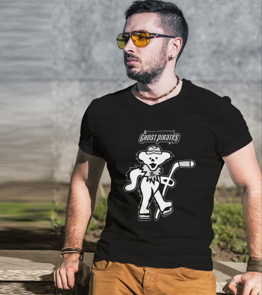 Savannah Ghost Pirates Grateful Dead Bear Hockey 2025 T-Shirt
