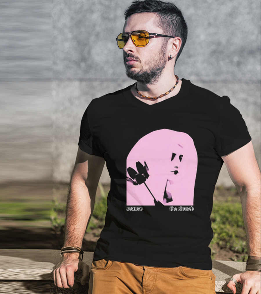 The Church Seance Pink Portrait With Flower T-Shirt