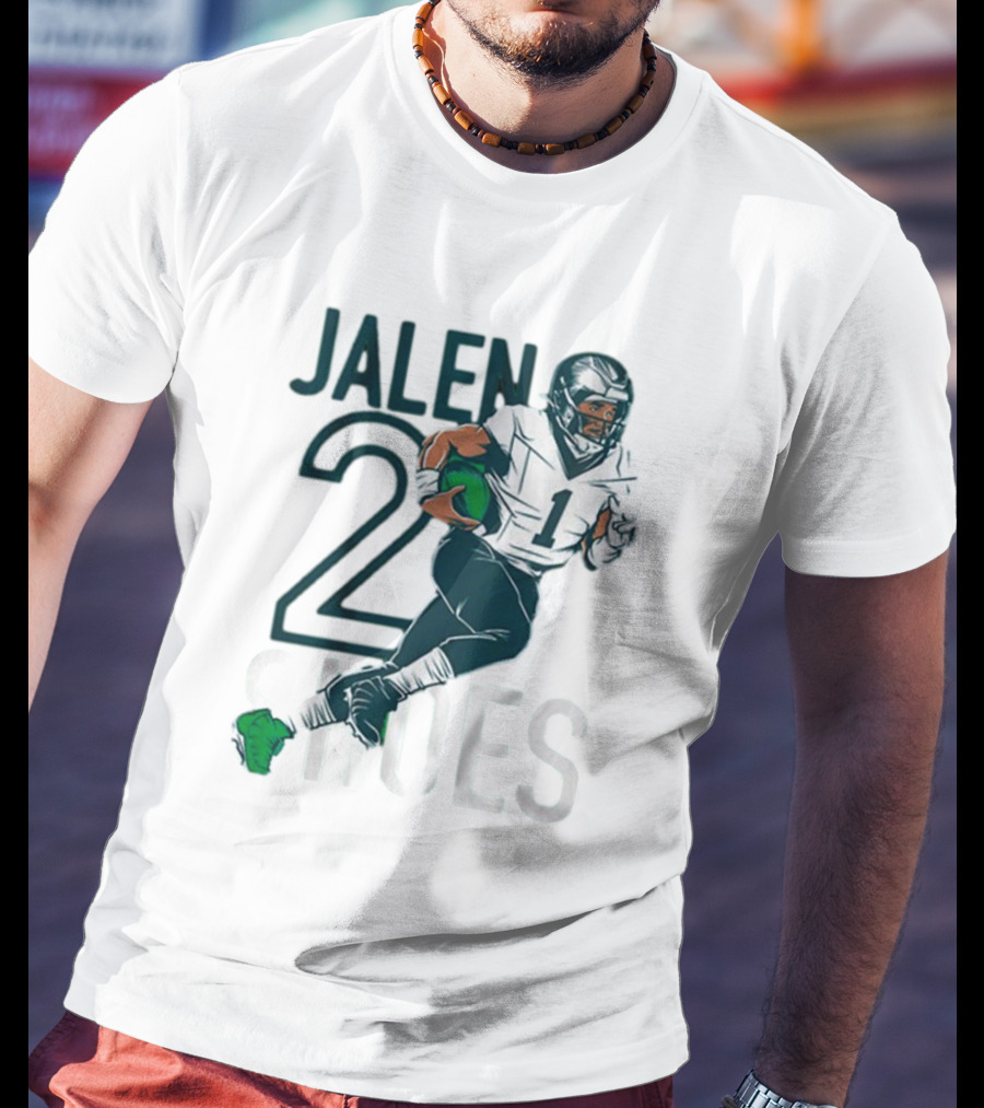 Jalen Hurts Two Shoes Philadelphia Eagles NFL Player Football Action T-Shirt