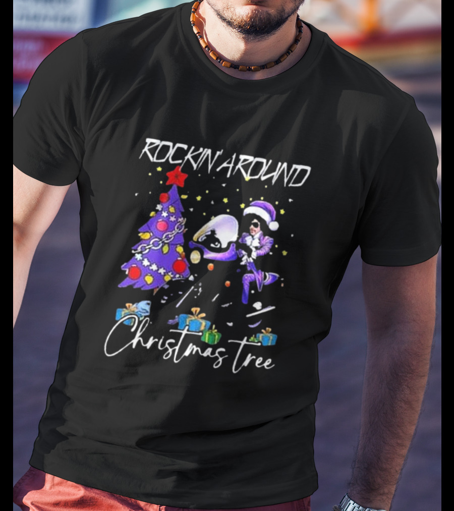 Rockin' Around Christmas Tree In Purple Outfit With Holiday Gifts T-Shirt