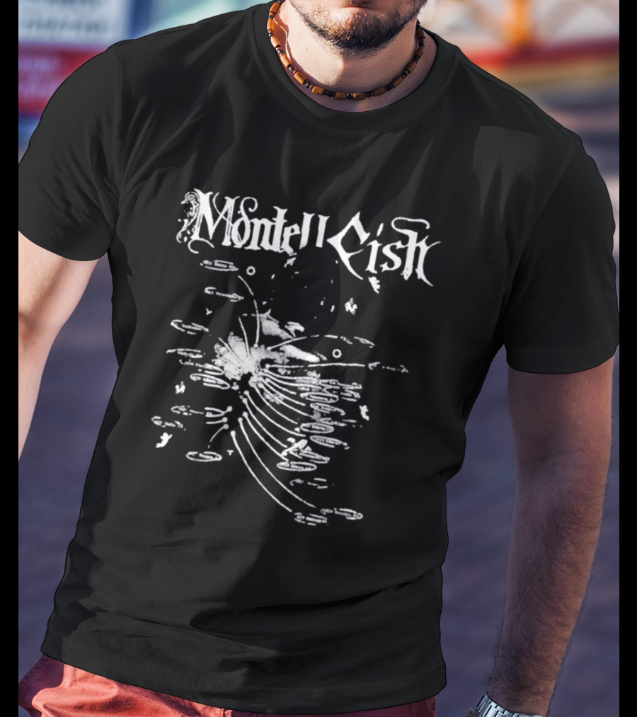 Montell Fish Elegant Black And White Abstract Pond T-Shirt