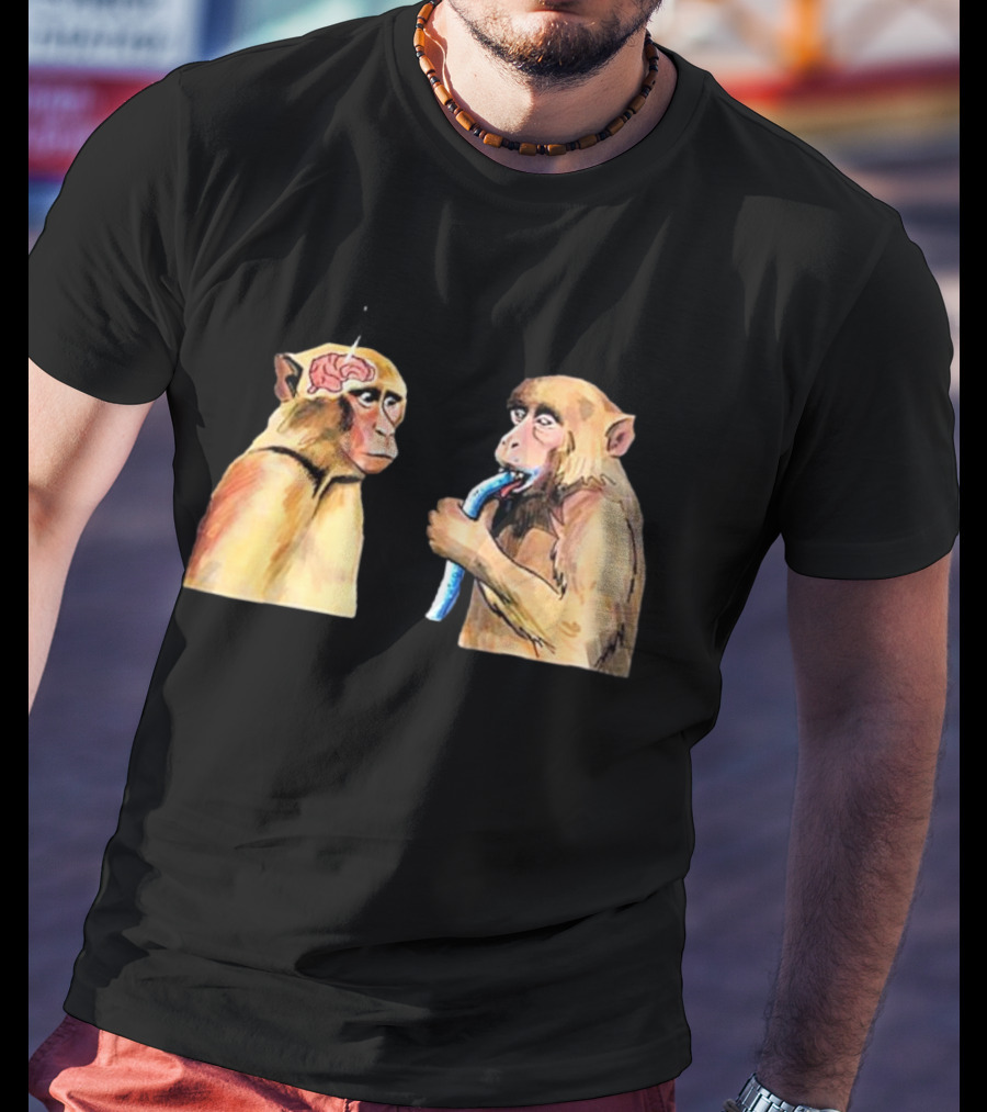 Neuron Activation Monkey Drinking Straw Connection T-Shirt