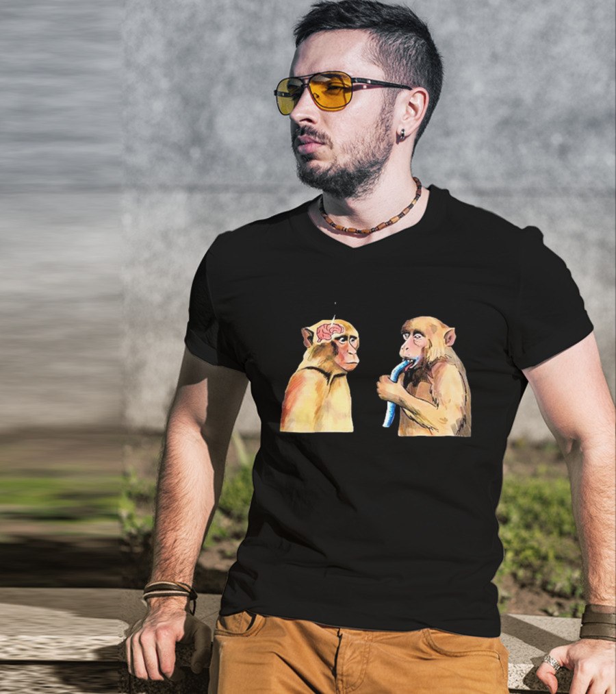 Neuron Activation Monkey Drinking Straw Connection T-Shirt