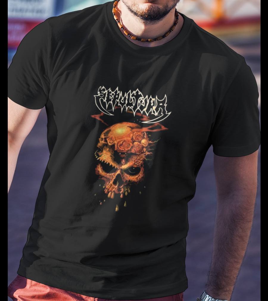 Sepultura Beneath The Remains Skull Design With Roses And Flames T-Shirt