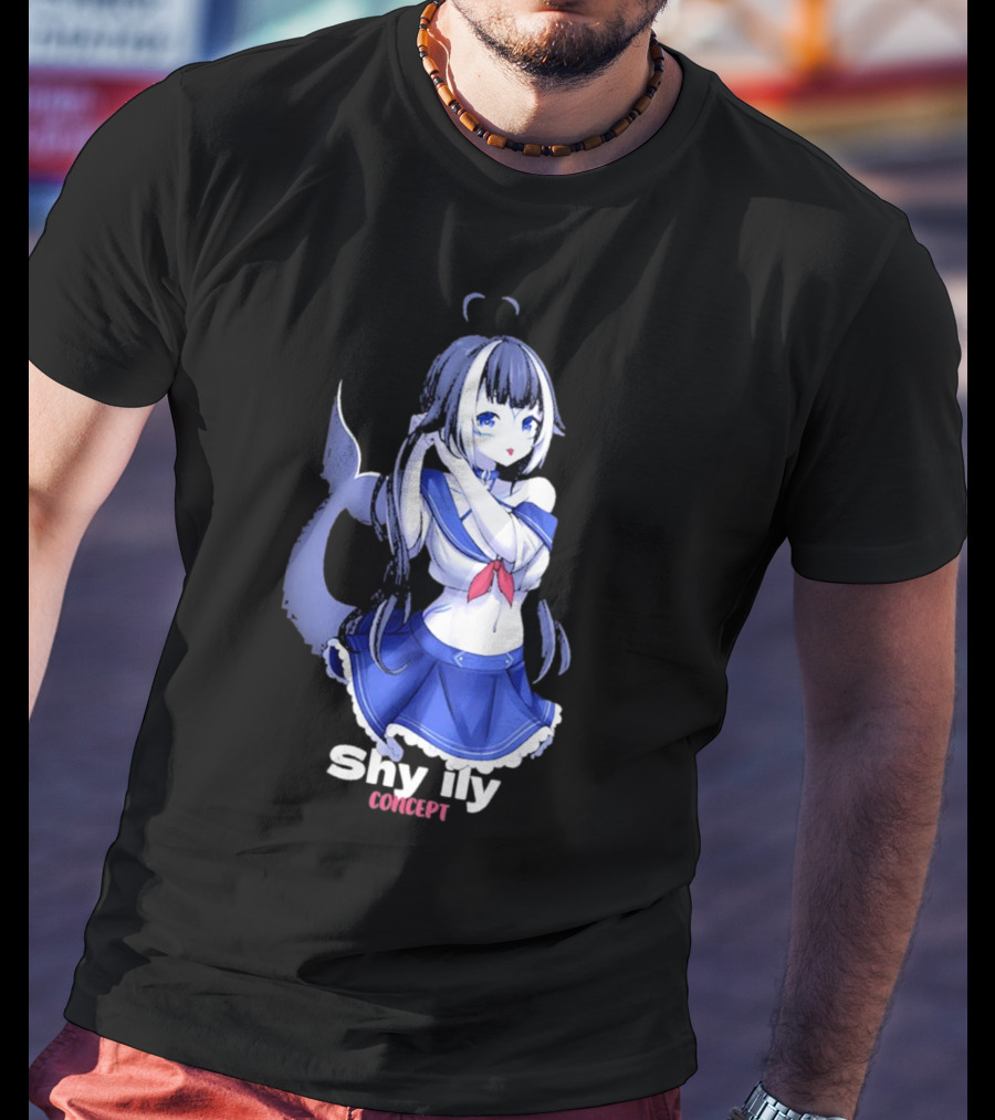 Shy Lily Concept Monochrome Anime Character T-Shirt