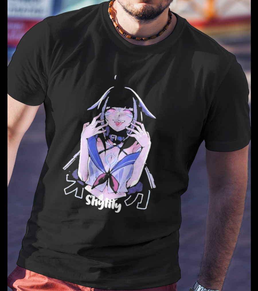 Shylily Yandere Anime Character With Fanged Smile And Pointed Ears T-Shirt