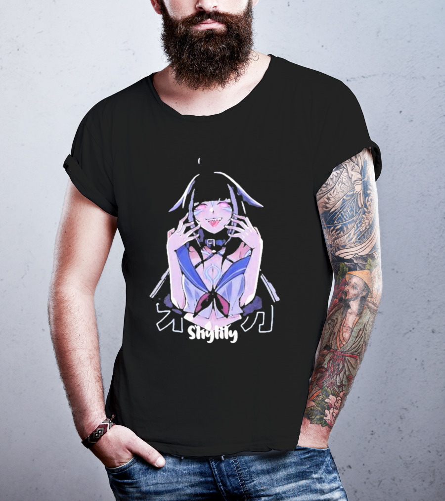Shylily Yandere Anime Character With Fanged Smile And Pointed Ears T-Shirt