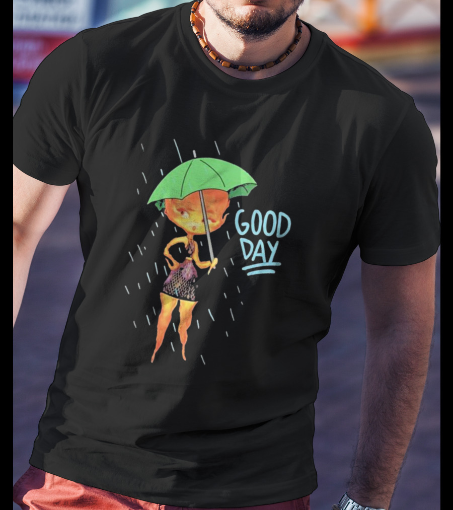 Good Day Ember Lumen Raindrops Green Umbrella T-Shirt
