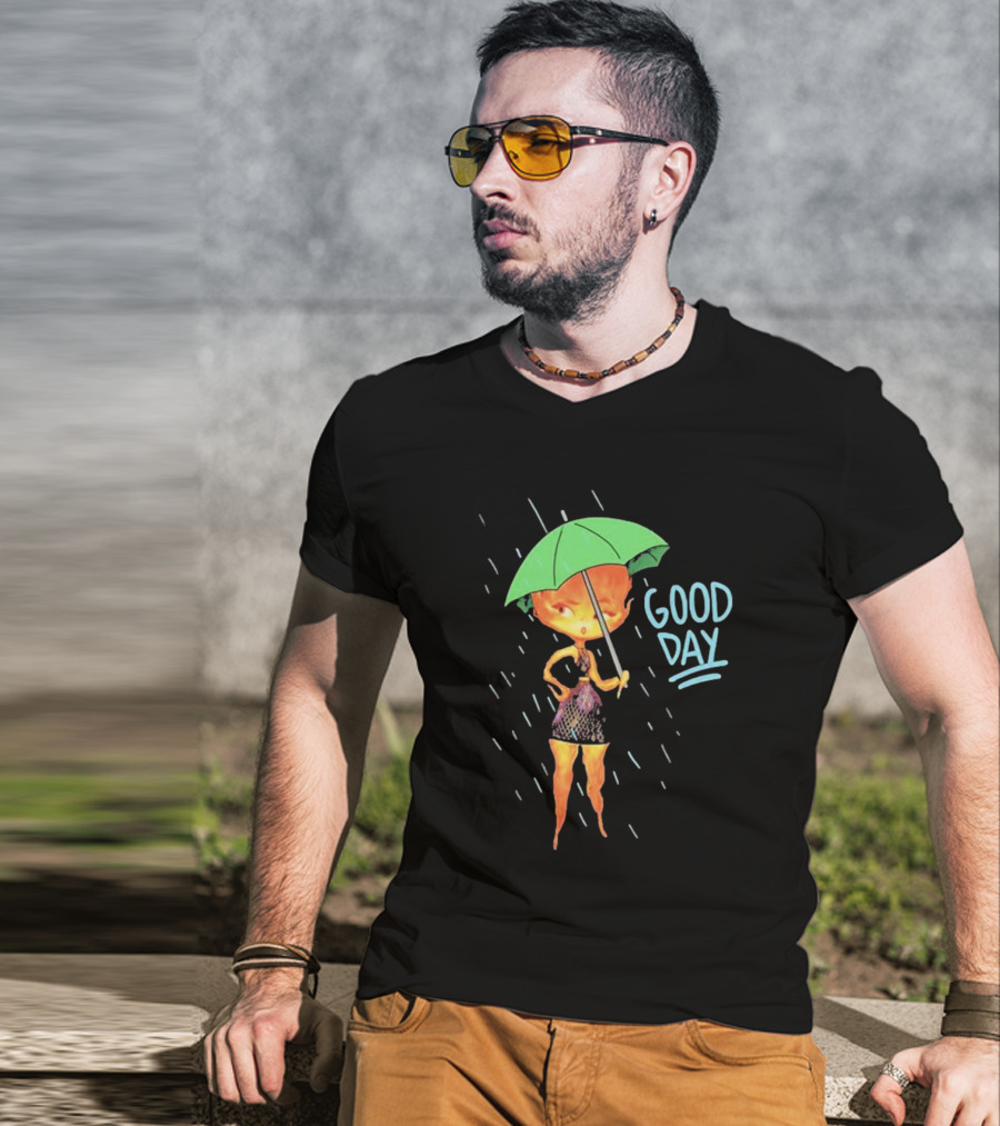 Good Day Ember Lumen Raindrops Green Umbrella T-Shirt
