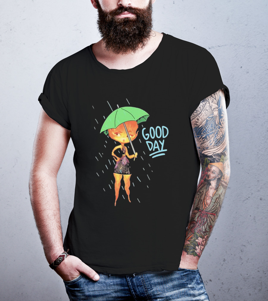 Good Day Ember Lumen Raindrops Green Umbrella T-Shirt