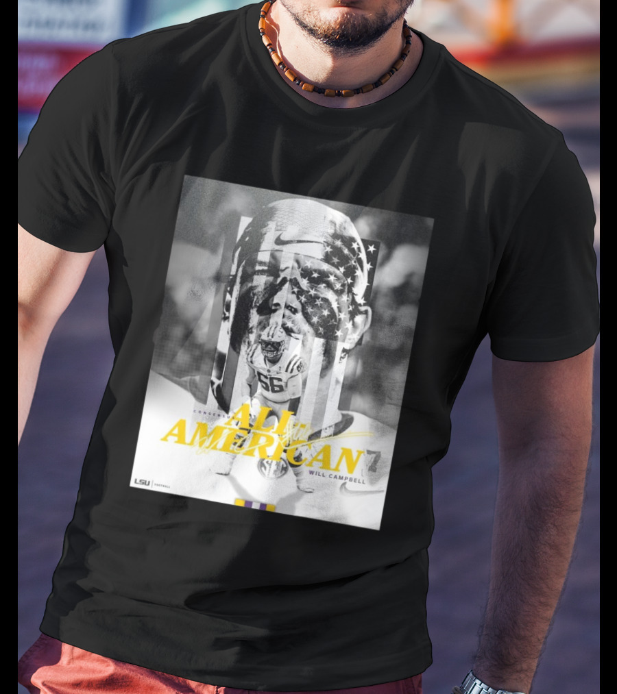 LSU Tigers Football Will Campbell Consensus All-American #66 T-Shirt