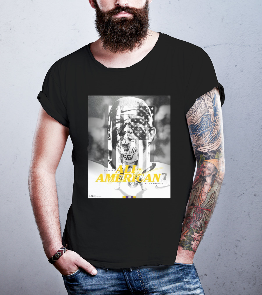 LSU Tigers Football Will Campbell Consensus All-American #66 T-Shirt