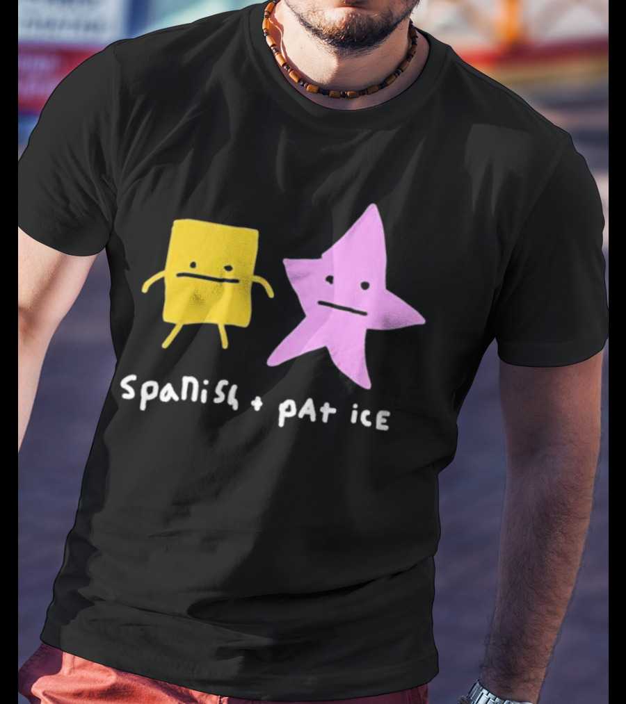 Spanish And Pat Ice Cartoon Square And Star Characters T-Shirt