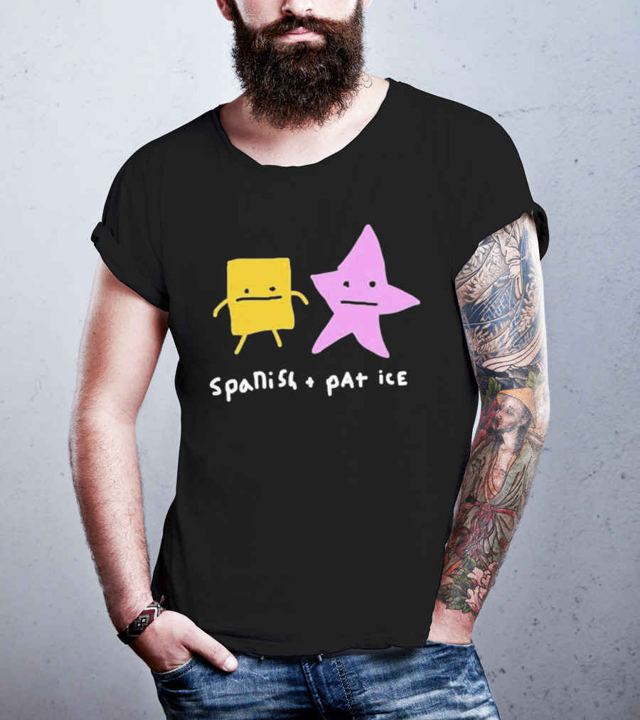 Spanish And Pat Ice Cartoon Square And Star Characters T-Shirt