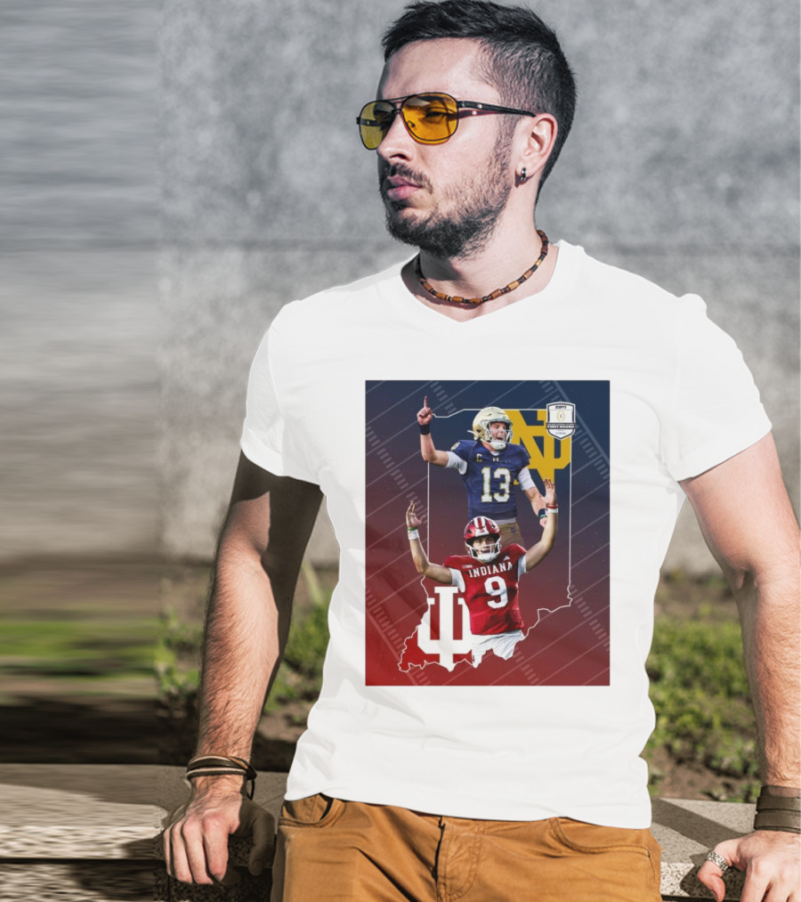 Indiana Hoosiers Versus Notre Dame Fighting Irish 12-Team CFP Friday Matchup T-Shirt