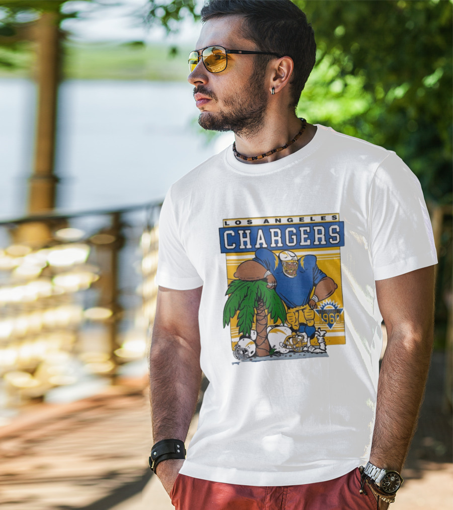 Los Angeles Chargers Crenshaw Skate Club Light Blue Palm Tree Established 1960 Football Player T-Shirt