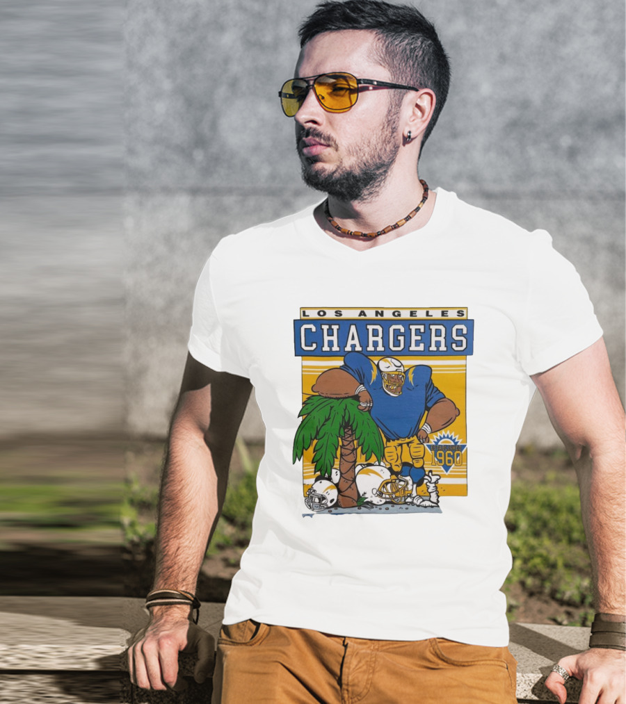 Los Angeles Chargers Crenshaw Skate Club Light Blue Palm Tree Established 1960 Football Player T-Shirt