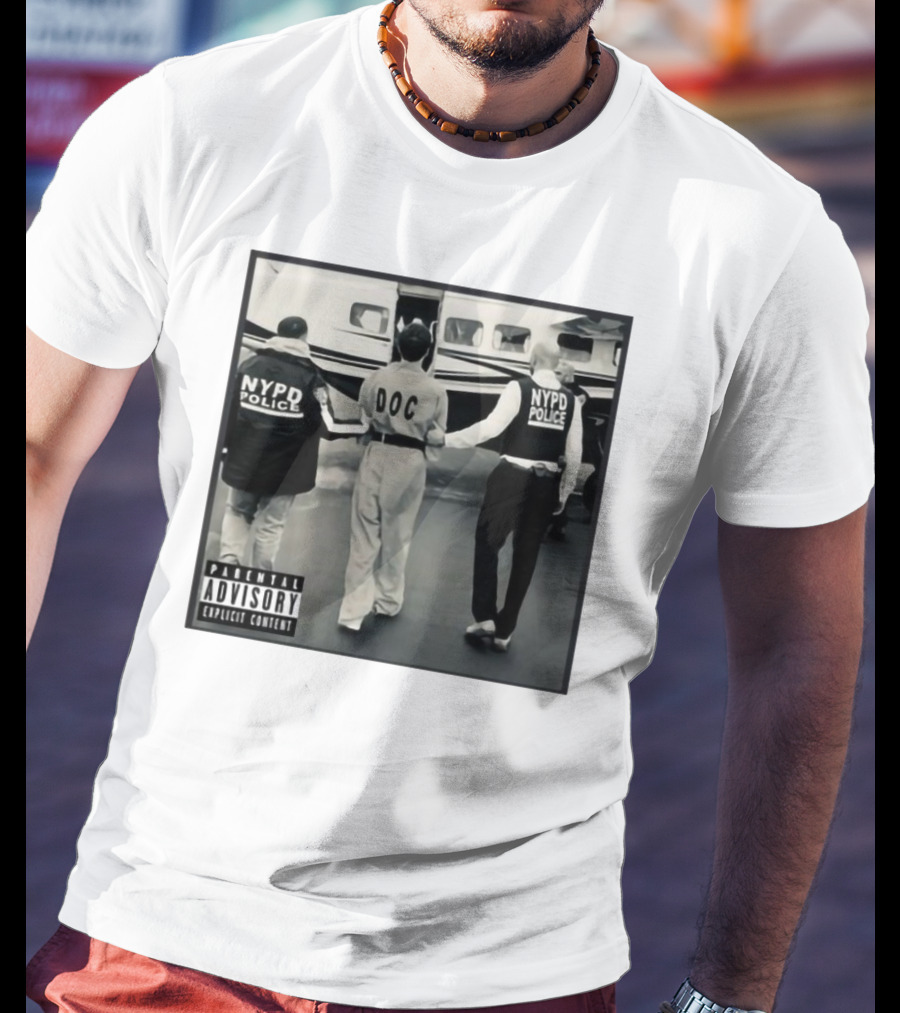 NYPD Police DOC Helicopter Pad Album Cover Parental Advisory T-Shirt