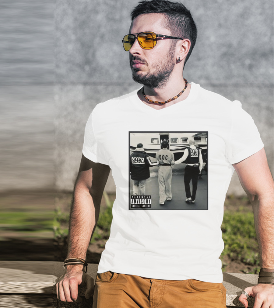 NYPD Police DOC Helicopter Pad Album Cover Parental Advisory T-Shirt