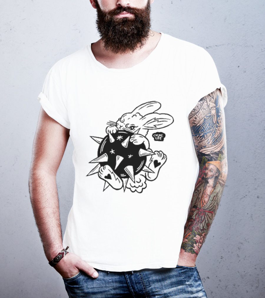 Chloeleeart Morningstar Bunny Holding Spiked Ball With Stars And Hearts T-Shirt