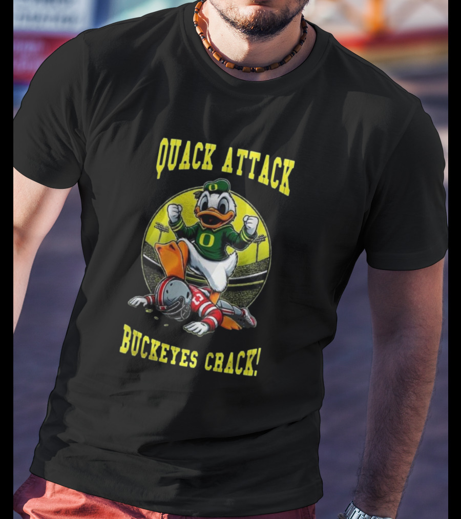 Oregon Ducks Quack Attack Buckeyes Crack Football Mascot Showdown 2025 T-Shirt
