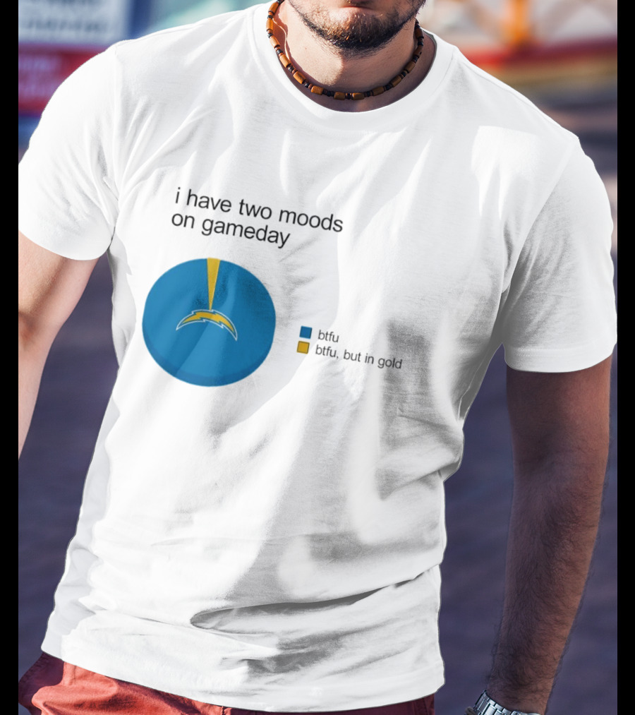 Los Angeles Chargers Two Moods On Gameday Btfu But In Gold T-Shirt