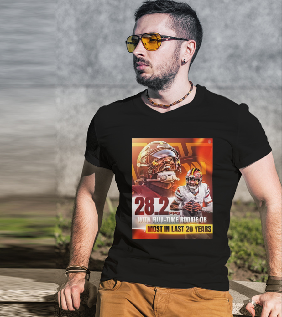 Washington Commanders NFL 28.2 PPG With Full-Time Rookie QB Most In Last 20 Years T-Shirt