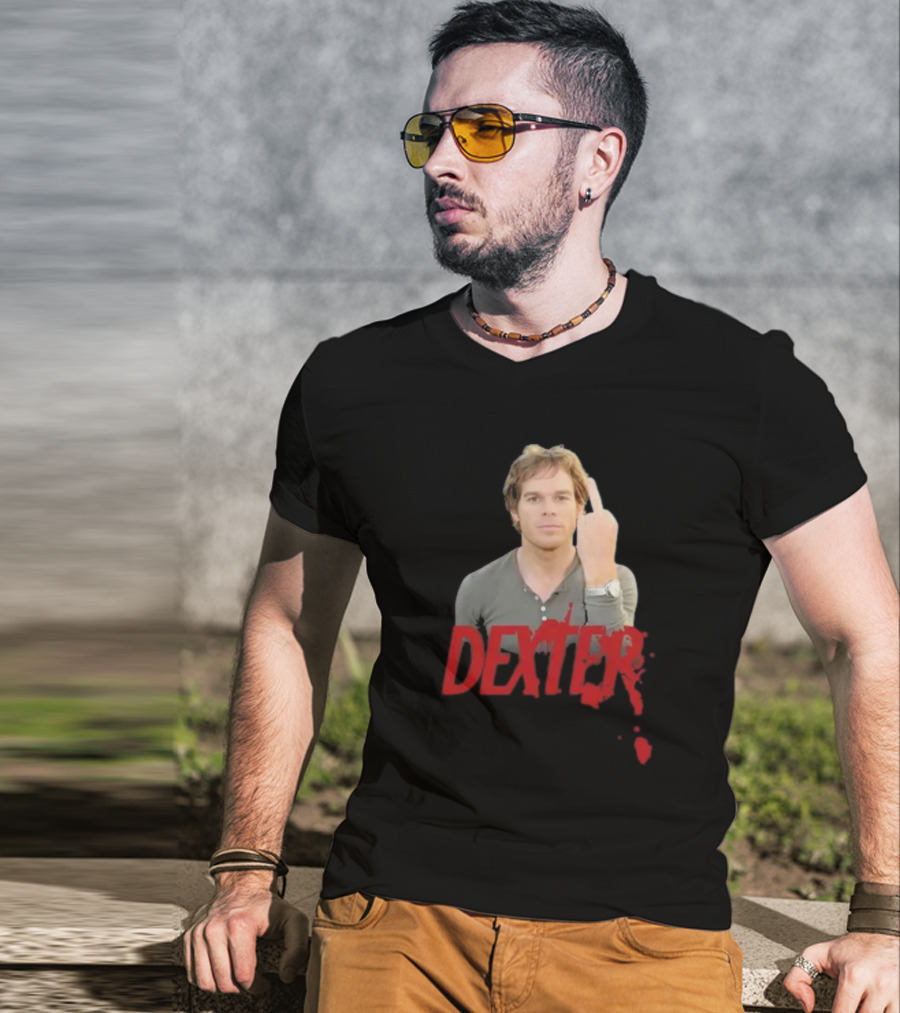 Dexter Middle Finger Blood Splatter T-Shirt