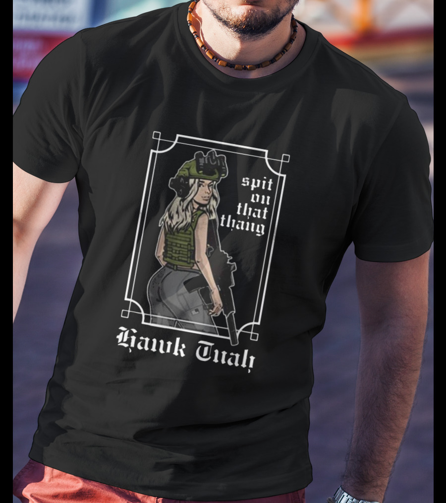 Hawk Tuah Spit On That Thang Gun T-Shirt