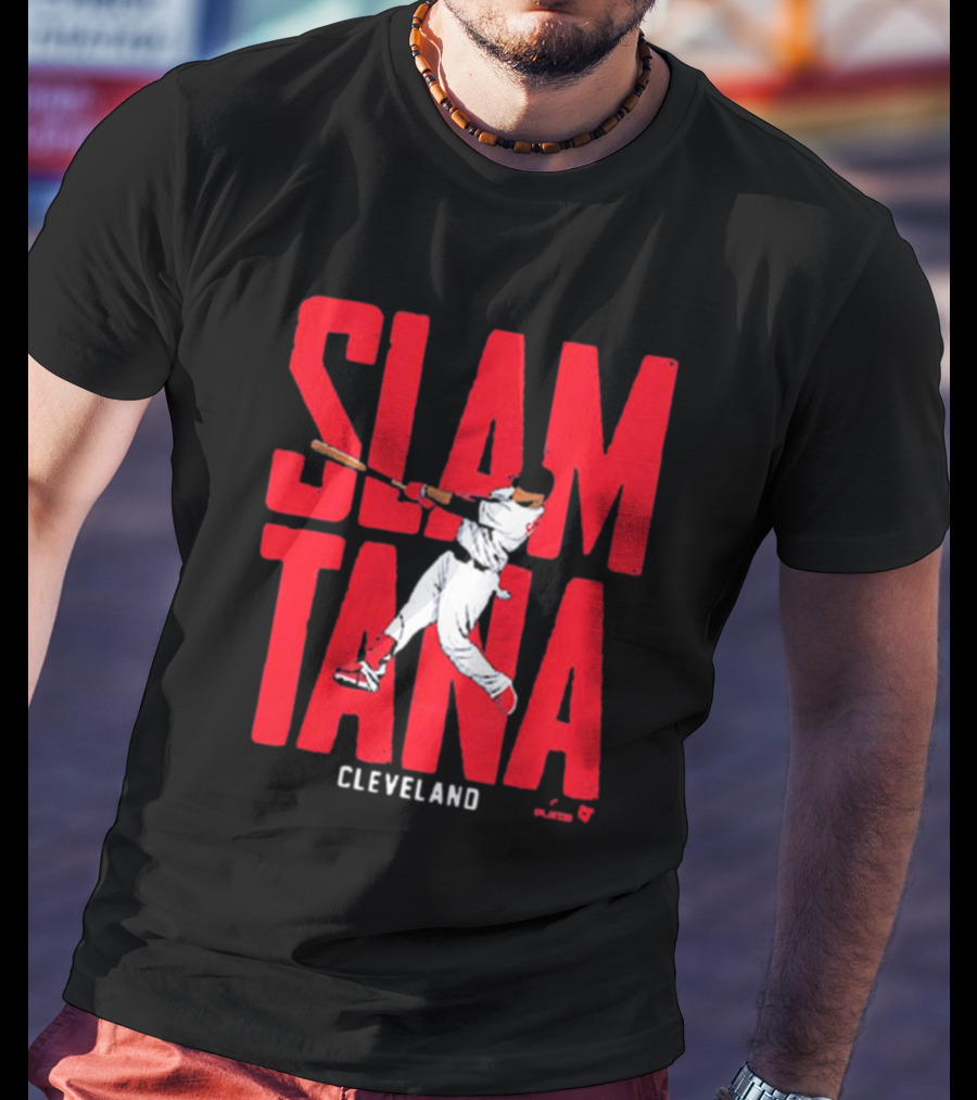 Slamtana Cleveland Guardians MLB Carlos Santana Baseball Player T-Shirt