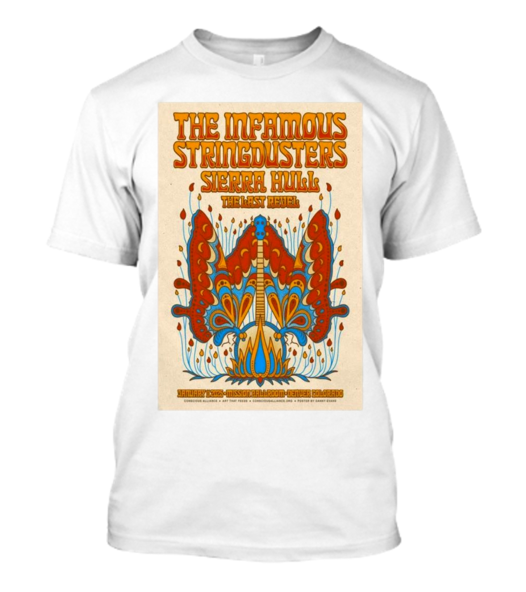The Infamous Stringdusters And Sierra Hull And The Last Revel Live January 11, 2025 Mission Ballroom Denver CO Vibrant T-Shirt