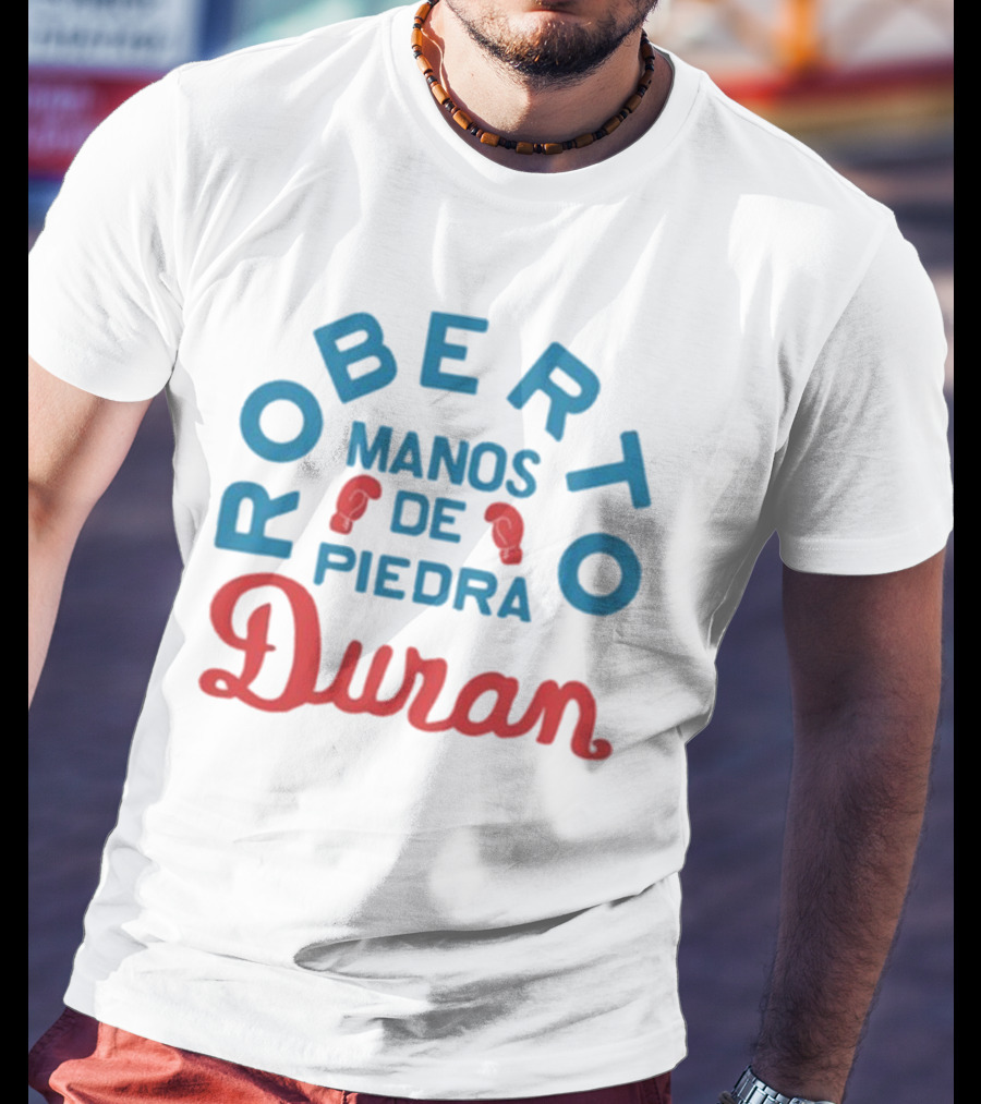 Joe Rogan Roberto Duran Manos De Piedra Boxing Legend Red Blue Gloves T-Shirt