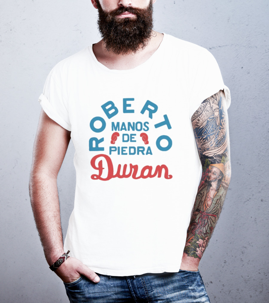 Joe Rogan Roberto Duran Manos De Piedra Boxing Legend Red Blue Gloves T-Shirt