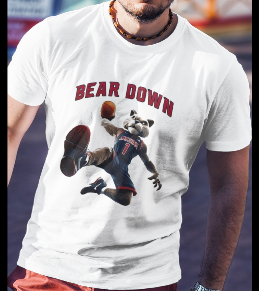 Bear Down Arizona Wildcats 2025 Basketball Mascot T-Shirt