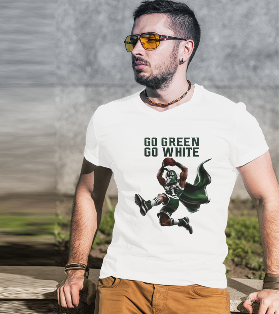 Michigan State Spartans Go Green Go White Football Mascot 2025 T-Shirt
