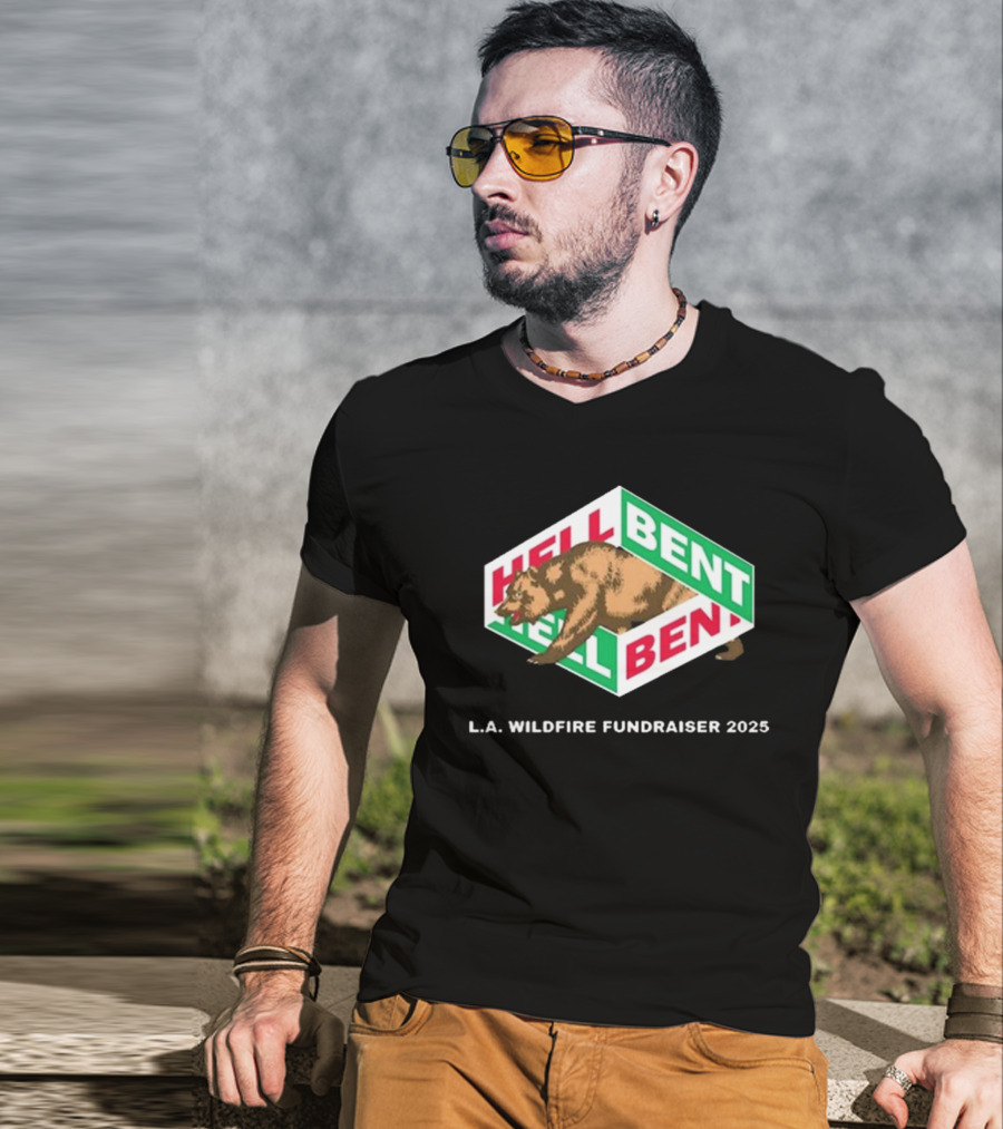 Cloonee Hellbent L.A. Wildfire Fundraiser 2025 California Republic Bear T-Shirt