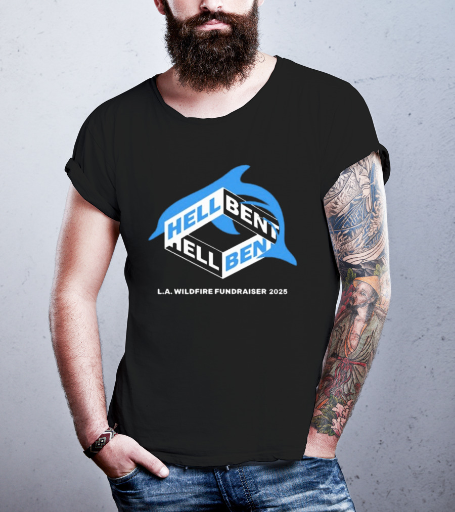 Hellbent L.A. Wildfire Fundraiser 2025 Blue Dolphin T-Shirt